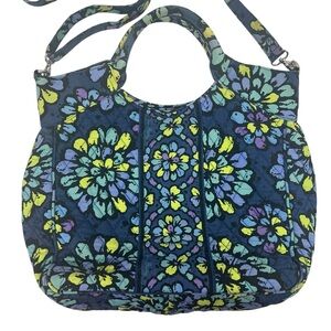 Vera Bradley Tote Purse Indigo Pop Handbag Floral Detachable Shoulder Strap